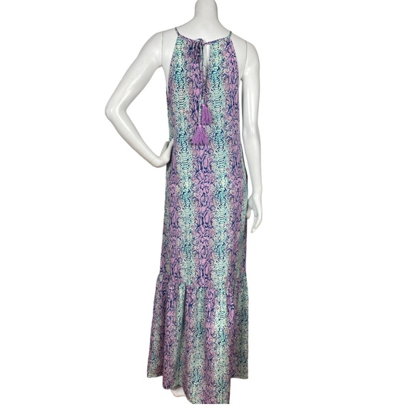 NWT ✨ Caroline Hill Bohemian Blue/Pink Rhapsody Electric Snake Maxi Dress Small - Picture 5 of 17